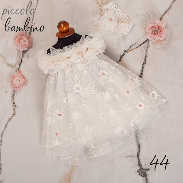 Piccolo Bambino Βαπτιστικό φόρεμα για κορίτσι 612-44 λευκό