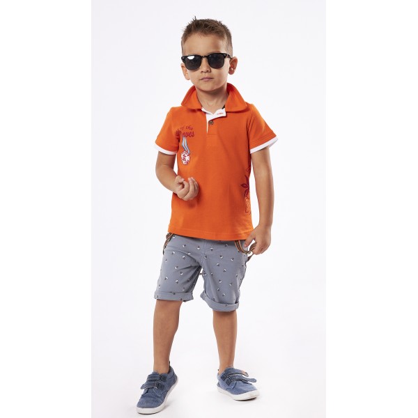 Hashtag Σετ Βερμούδα με μπλούζα Polo για αγόρι 238838 Nο1-6 πορτοκαλί