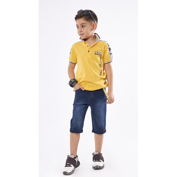 Hashtag Σετ Βερμούδα με μπλούζα Polo για Αγόρι 238826  Nο 1-6 κίτρινο
