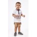 Hashtag Σετ Βερμούδα με μπλούζα Polo για Αγόρι t-shirt 238616 Nο 6-24 Μηνών μπεζ