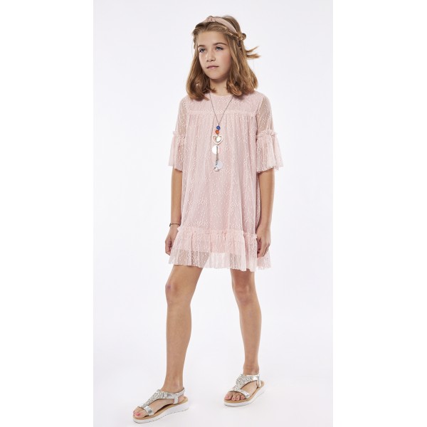 Εβίτα φόρεμα για κορίτσι με κολιέ 238036 Νο 6-16 ροζ