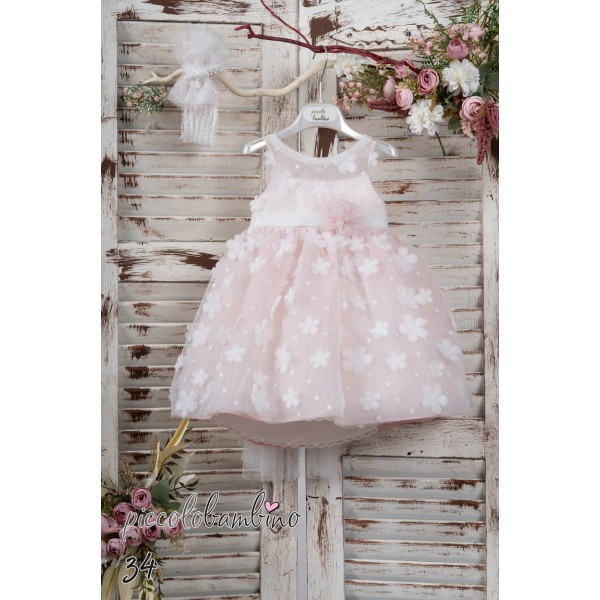 Piccolo Bambino Βαπτιστικό Φόρεμα Για Κορίτσι 34-702 Ροζ