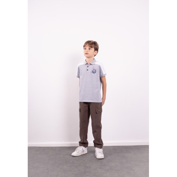 Hashtag Polo Κοντομάνικη Μπλούζα Για Αγόρι 242756 Νο 6-16 Ετών Γκρι