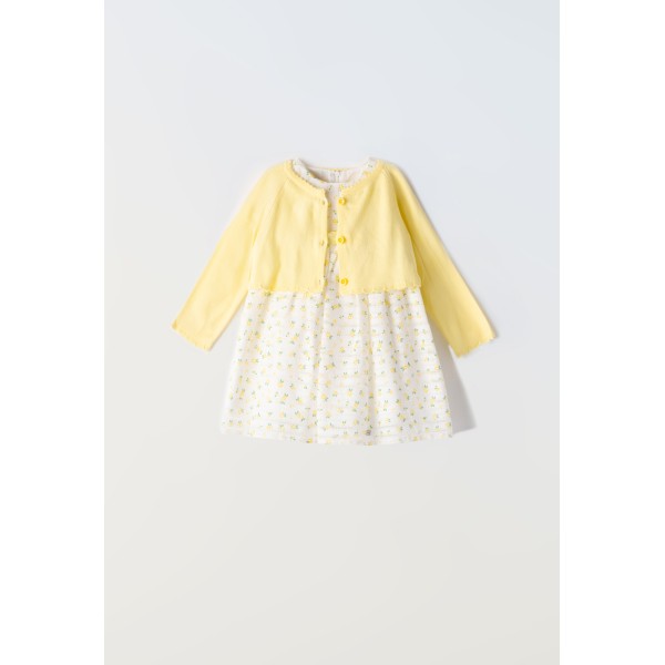 Εβίτα Φόρεμα Για Κορίτσι Με Ζακέτα Μπολερό 242503 6-24 Μηνών κίτρινο Φλοράλ