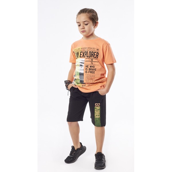 Hashtag Σετ Βερμούδα με T-Shirt για αγόρι 238724 Νο 6-16 Πορτοκαλί