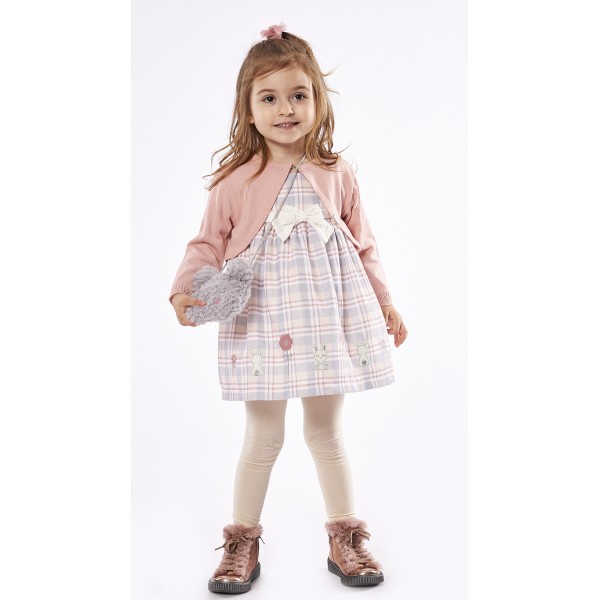 Εβίτα Μακρυμάνικο Φόρεμα με Μπολερό για Κορίτσι 239500 Νο 6-24 Μηνών Ροζ