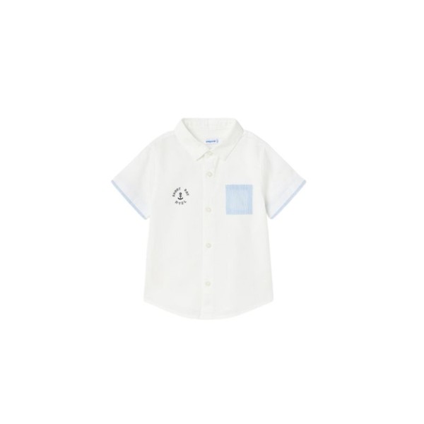 Mayoral πουκάμισο κοντομάνικο με σταμπωτό σχέδιο baby 01111-001 6-36μ. λευκό