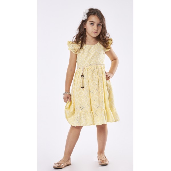 Εβίτα Φόρεμα για Κορίτσι με ζώνη 238222 Νο 1-6 Κίτρινο