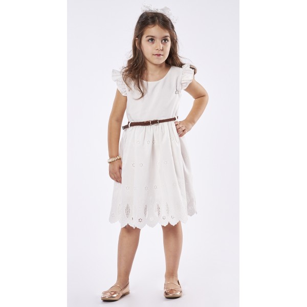 Εβίτα Φόρεμα για Κορίτσι με ζώνη 238221 Νο 1-6 Λευκό
