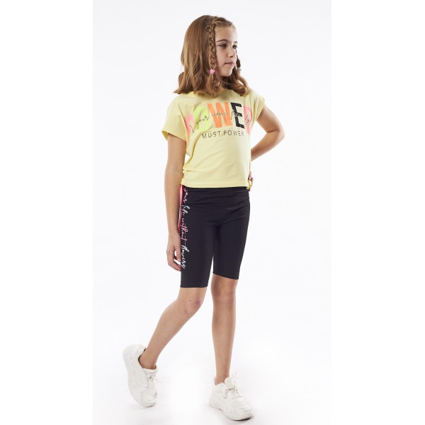 Εβίτα Σετ Ποδηλατικό Κολάν για Κορίτσι t-shirt 238092 No 6-16 Κίτρινο