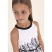Mayoral Σταμπωτό Φόρεμα για Κορίτσι με ζώνη 06909-001 Νο 8-18 Άσπρο