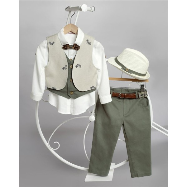 2601-1 Καμπαρντίνα παντελόνι, βαμβακερό πουκάμισο και καμπαρντίνα γιλέκο