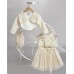2616-3 Φούστα από ιριζέ τούλι στολισμένη με ζώνη από μουσελίνα, κροπ τοπ από δαντέλα στολισμένο με οργαντινένιο λουλούδι