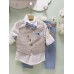 Βαπτιστικό κοστούμι για αγόρι Puppet Aslanis με γιλέκο εκρού μπέζ ΑΣ42