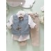 Βαπτιστικό κοστούμι για αγόρι Puppet Aslanis με γιλέκο μέντα μπέζ ΑΣ38
