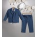 New Life μπλε καμπαρντίνα παντελόνι, σιέλ βαμβακερό πουκάμισο και ραφ καμπαρντίνα σακάκι 2821-3