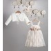 New Life μπεζ φόρεμα από δαντέλα στολισμένο με τούλινη ζώνη και λουλούδια 2806-3