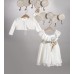 New Life εκρού φόρεμα από δαντέλα στολισμένο με τούλινες γιρλάντες και μουσελίνα λουλούδια 2814-2