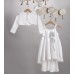 New Life άσπρο λινό φόρεμα στολισμένο με ζώνη κορδόνι και τούλινο λουλούδι 2822-1