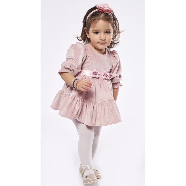 Εβίτα Φόρεμα με Κορδέλα για Κορίτσι 239522 Νο 6-36 Μηνών Ροζ