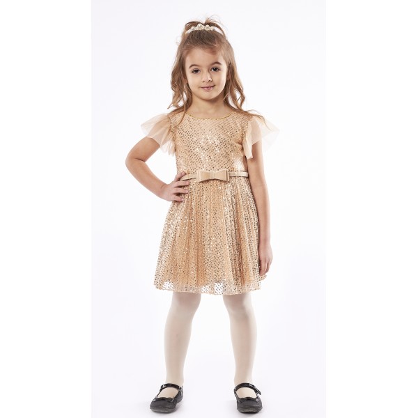 Εβίτα Φόρεμα με Παγιέτα Για Κορίτσι 239281 Νο 1-6 Ετών Χρυσό